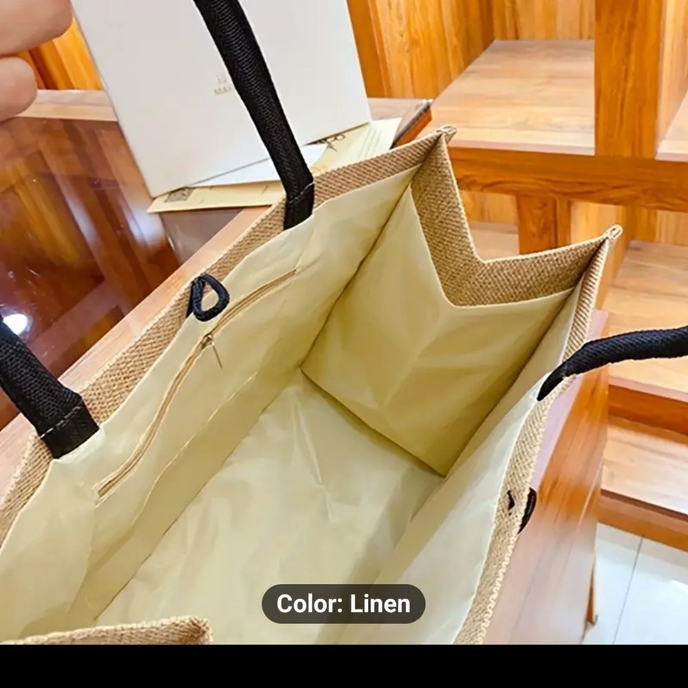 Cream and Tan Book Lover's Tote Bag - Picture 3 of 6